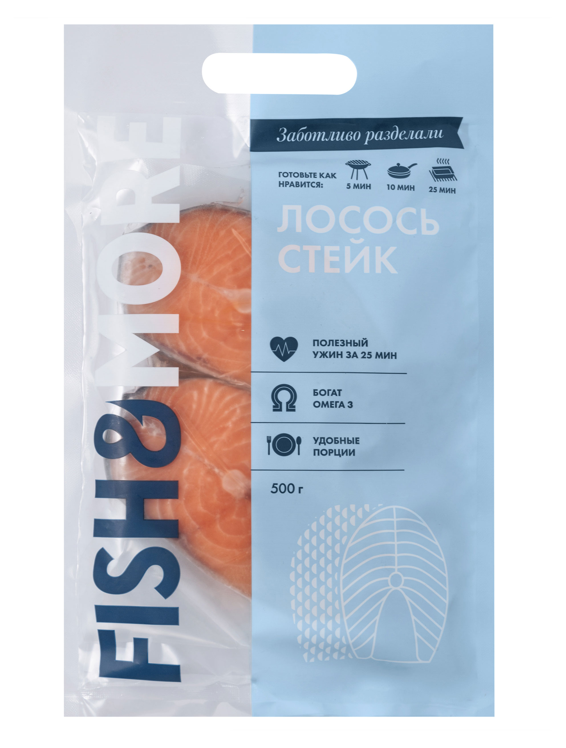 

Лосось замороженный Fish&More стейк, 500 г