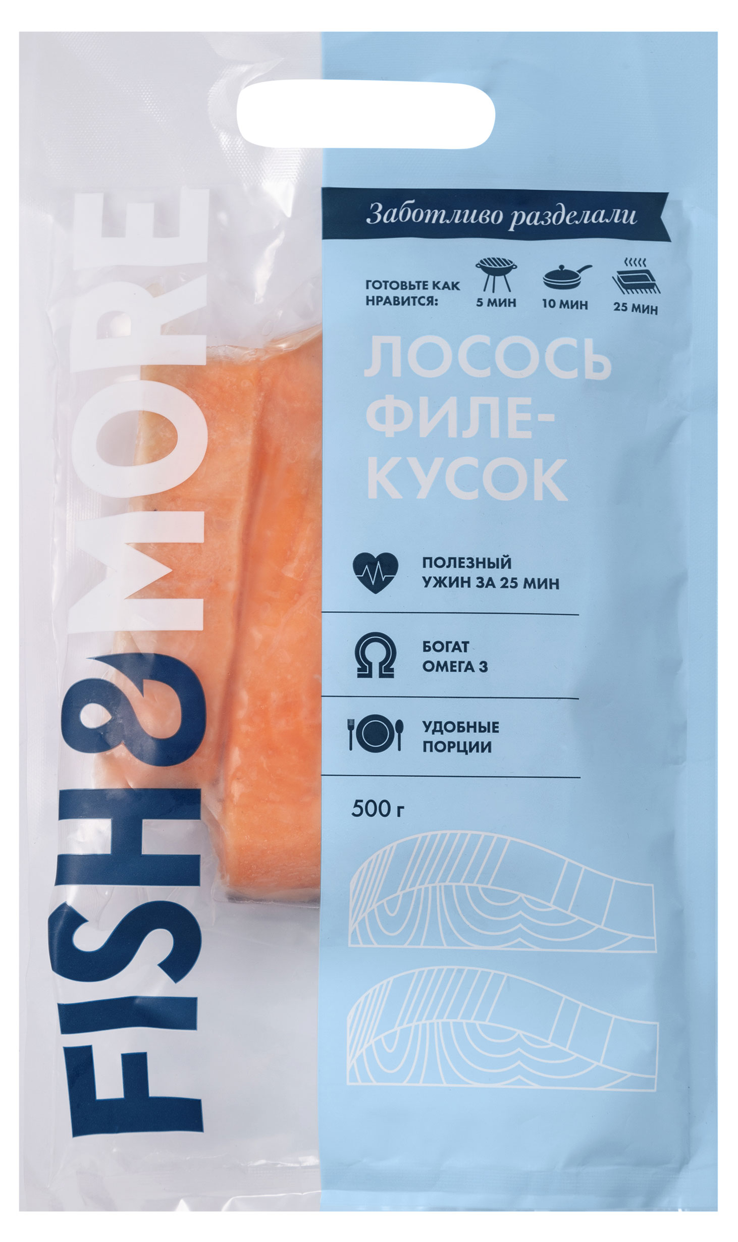 

Лосось замороженный Fish&More филе-кусок на коже, 500 г