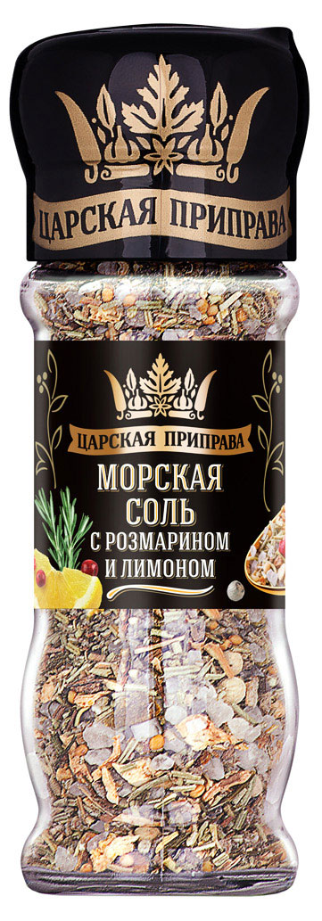 

Соль морская Царская приправа с розмарином и лимоном мельница, 52 г