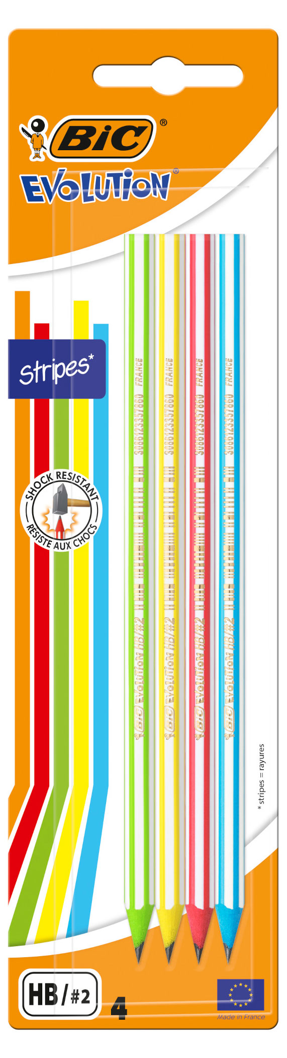 

Карандаш BIC Evolution Stripes чернографитовый HB, 4 шт