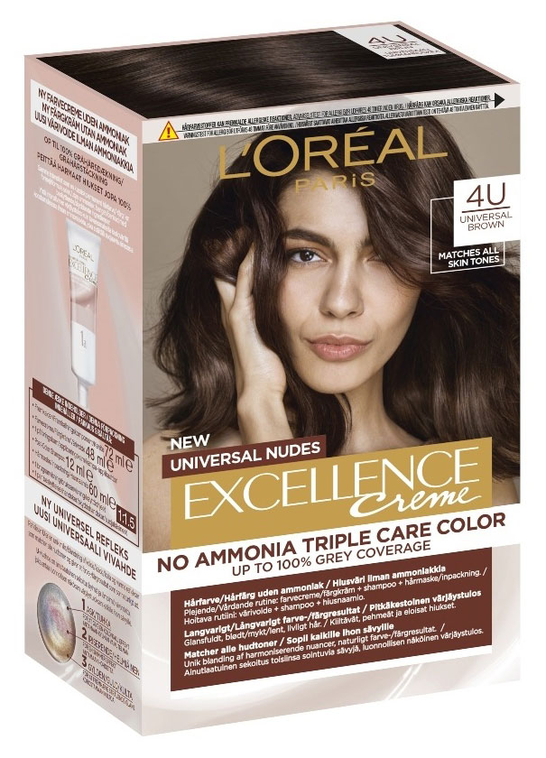 

Крем-краска для волос L'Oreal Paris Excellence Creme Универсальный каштановый 4U без аммиака, 192 мл