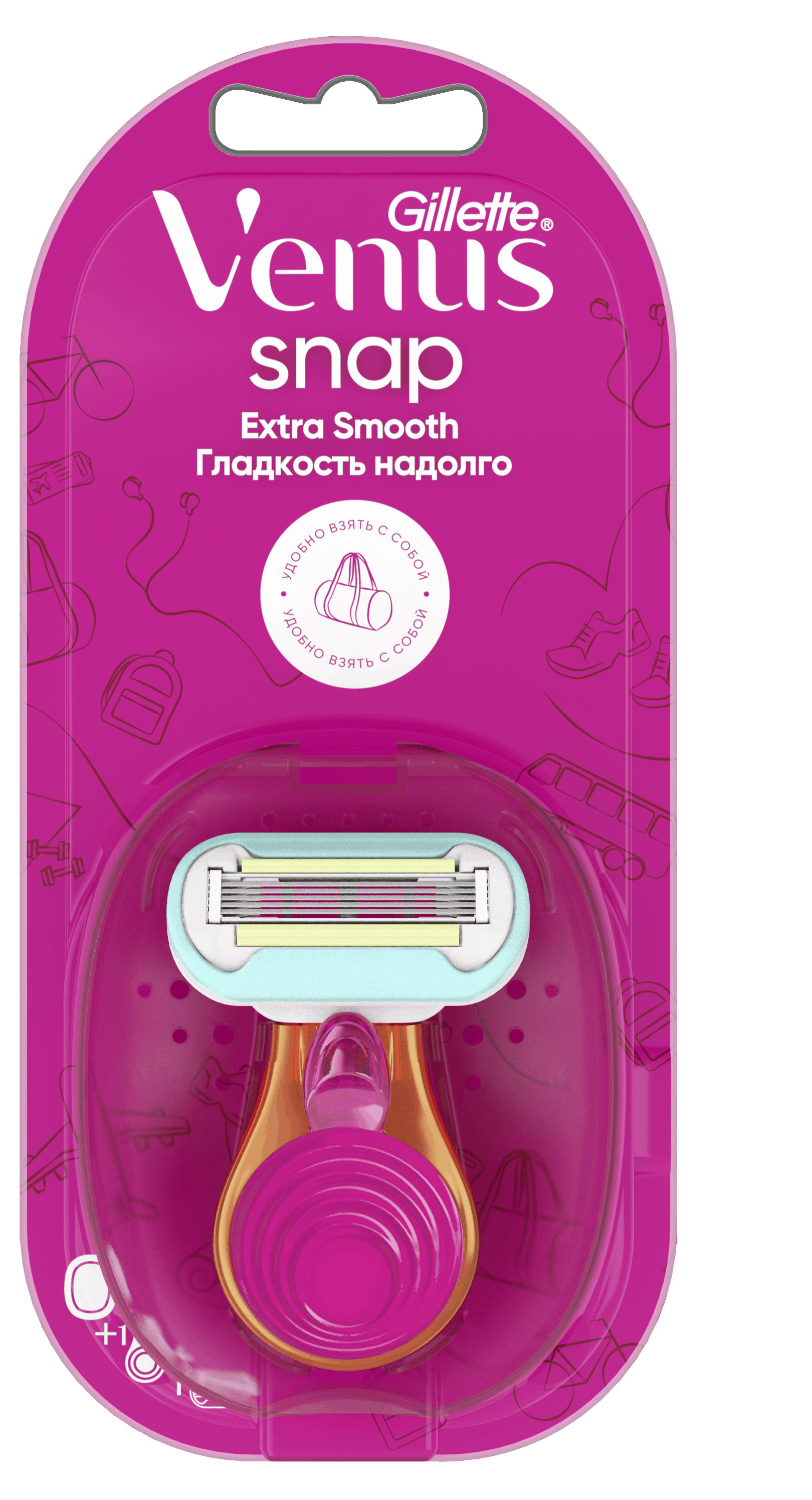 

Станок для бритья женский Venus Snap С Extra Smooth 1 кассета, 1 шт
