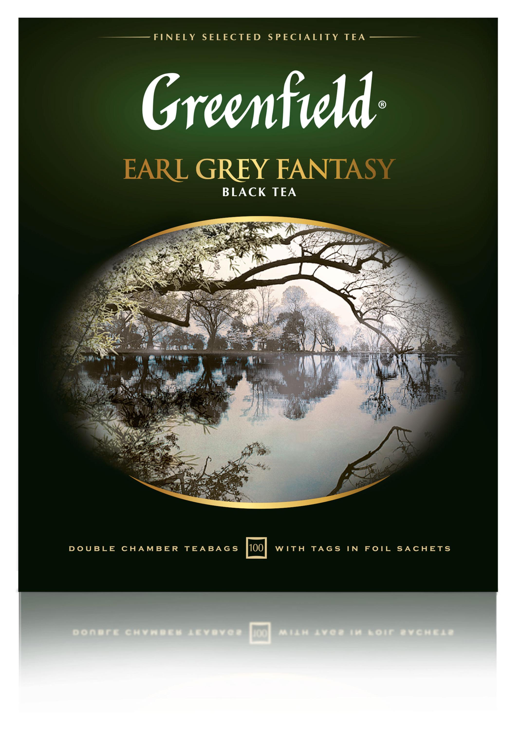 

Чай черный Greenfield Earl Grey Fantasy с ароматом бергамота в пакетиках, 100х2 г