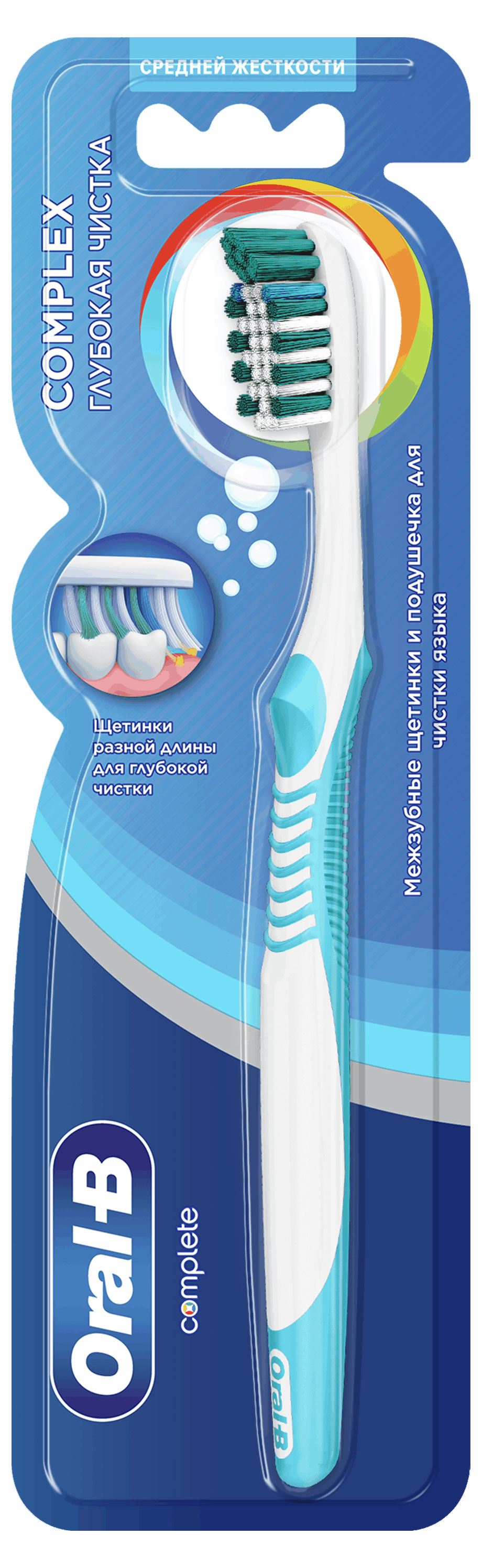 

Зубная щетка Oral-B Complex Глубокая чистка для тщательной чистки между зубами средней жесткости, 1 шт