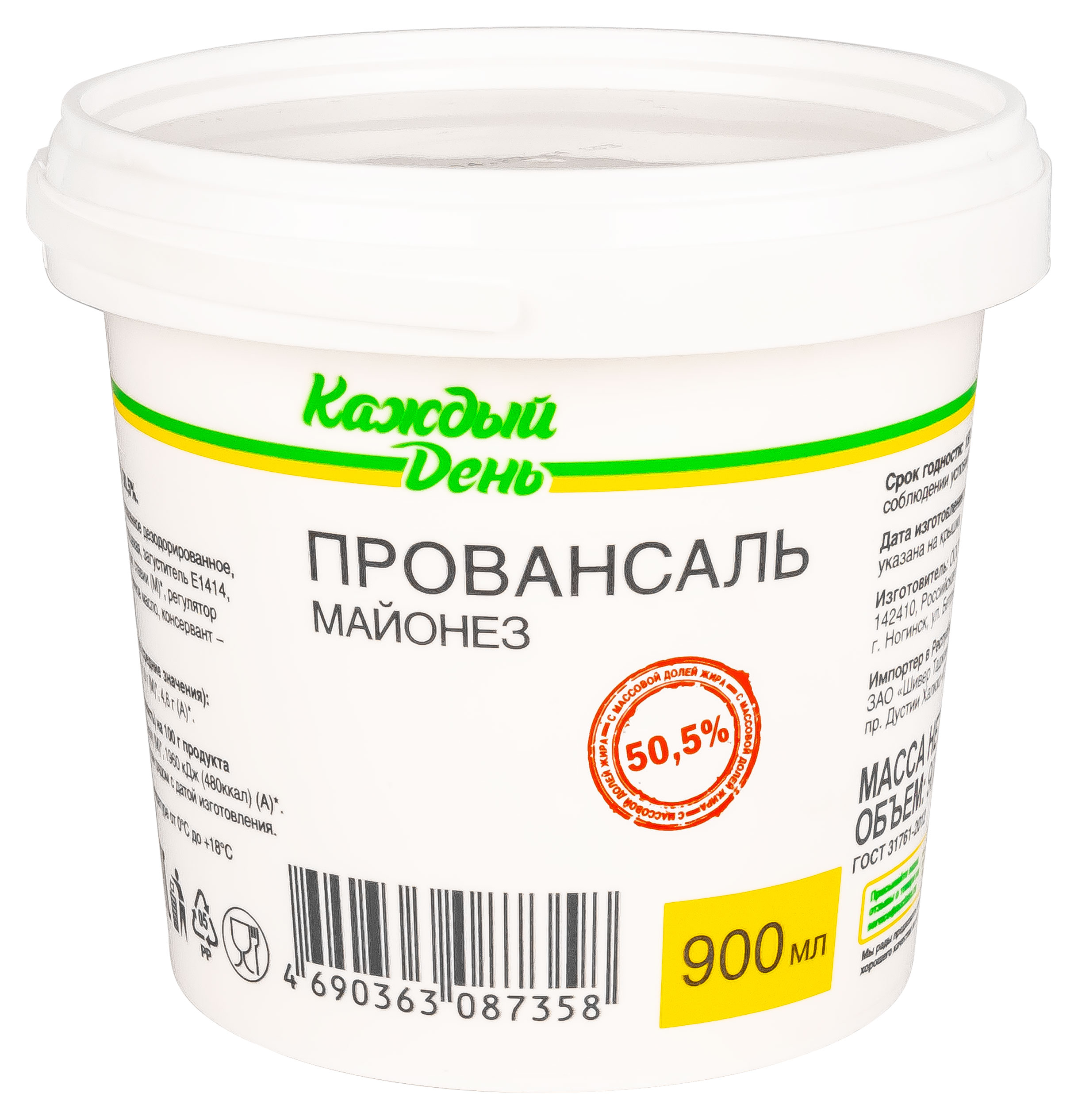 

Майонез Каждый День Провансаль 50,5%, 900 мл