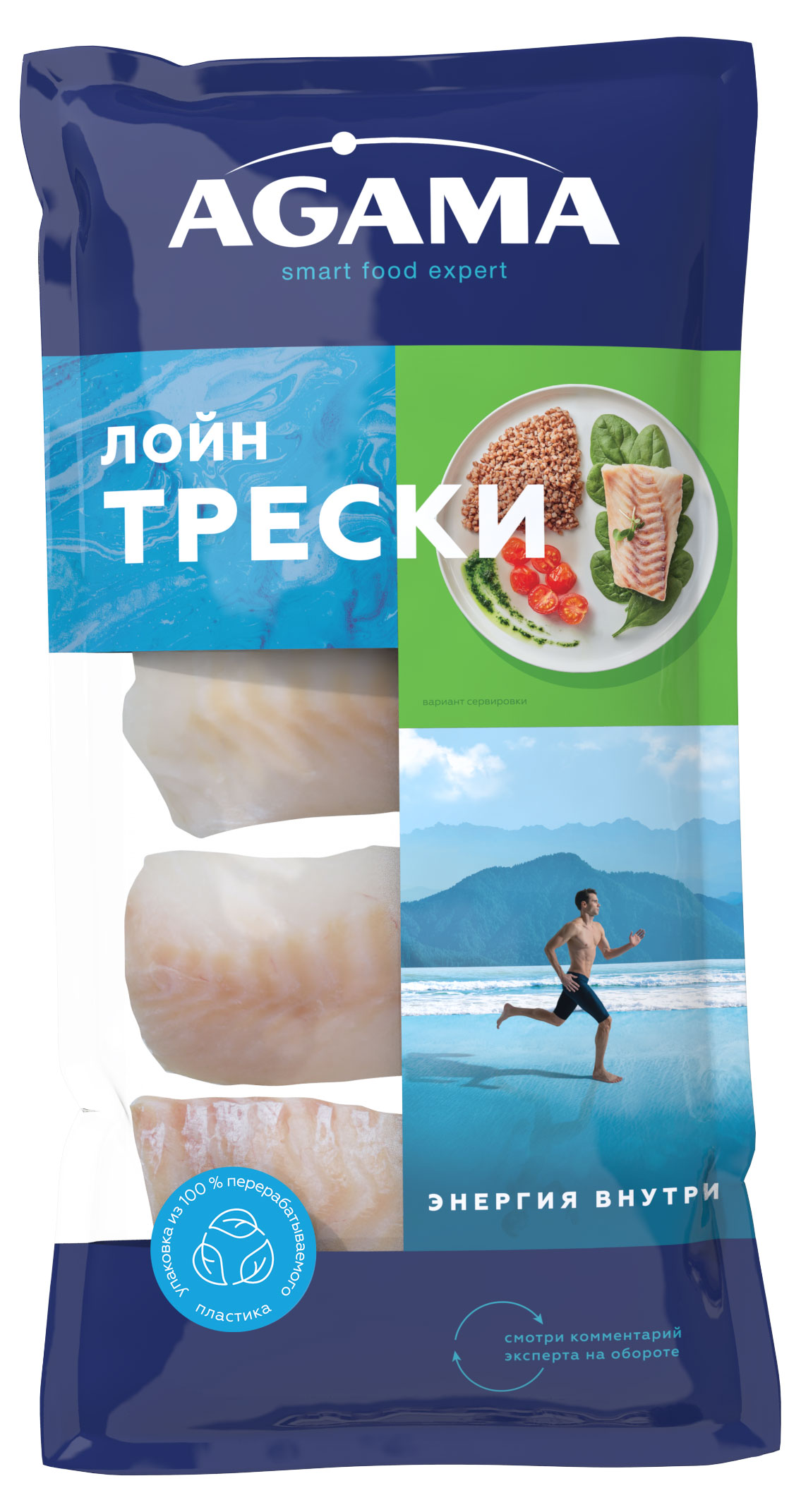 

Треска замороженная Agama филе спинки Лойн, 400 г