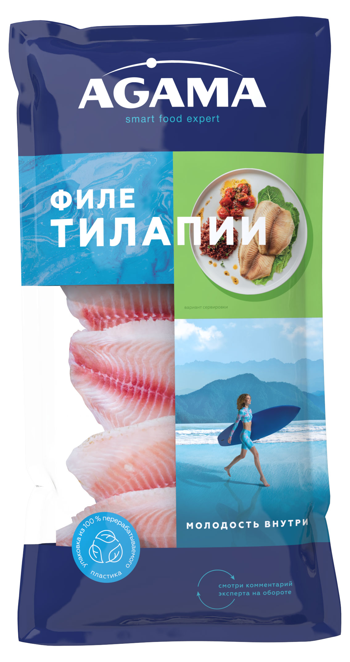 

Тилапия замороженная Agama филе, 400 г