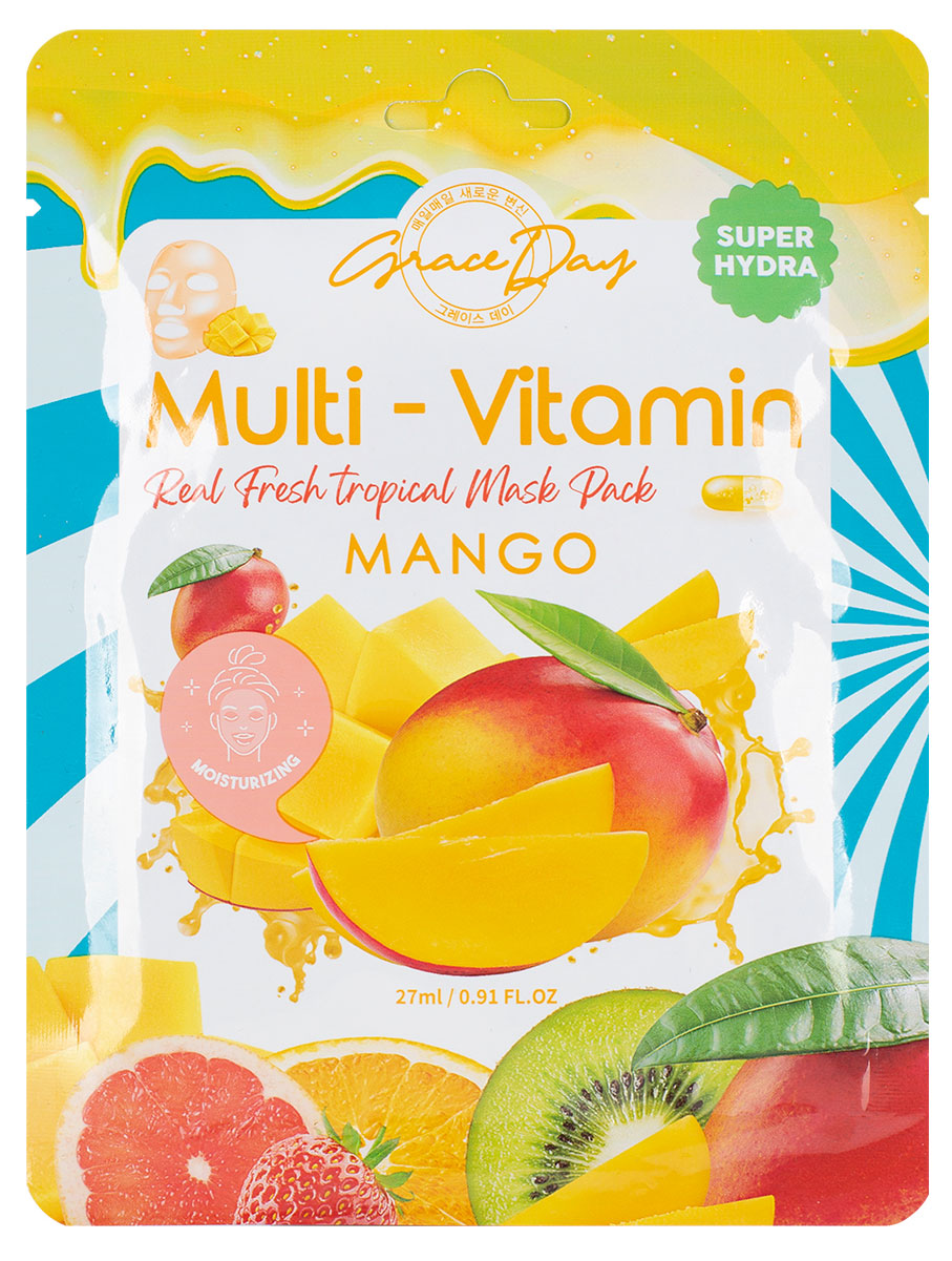 

Маска для лица Grace Day Multi-Vitamin Real Fresh Tropical Mask Pack Mango с экстрактом манго, 27 мл