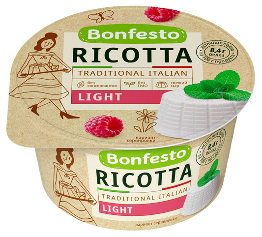 

Сыр мягкий Bonfesto Рикотта Light 40% БЗМЖ, 150 г