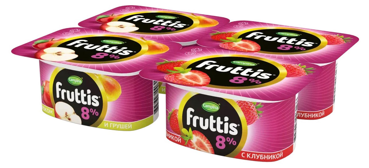 

Йогуртный продукт Fruttis клубника яблоко груша 8% БЗМЖ, 115 г