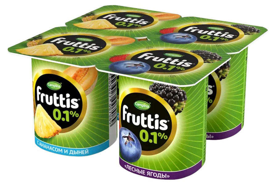 

Йогуртный продукт Fruttis ананас-дыня/лесные ягоды 0,1%, 110 г