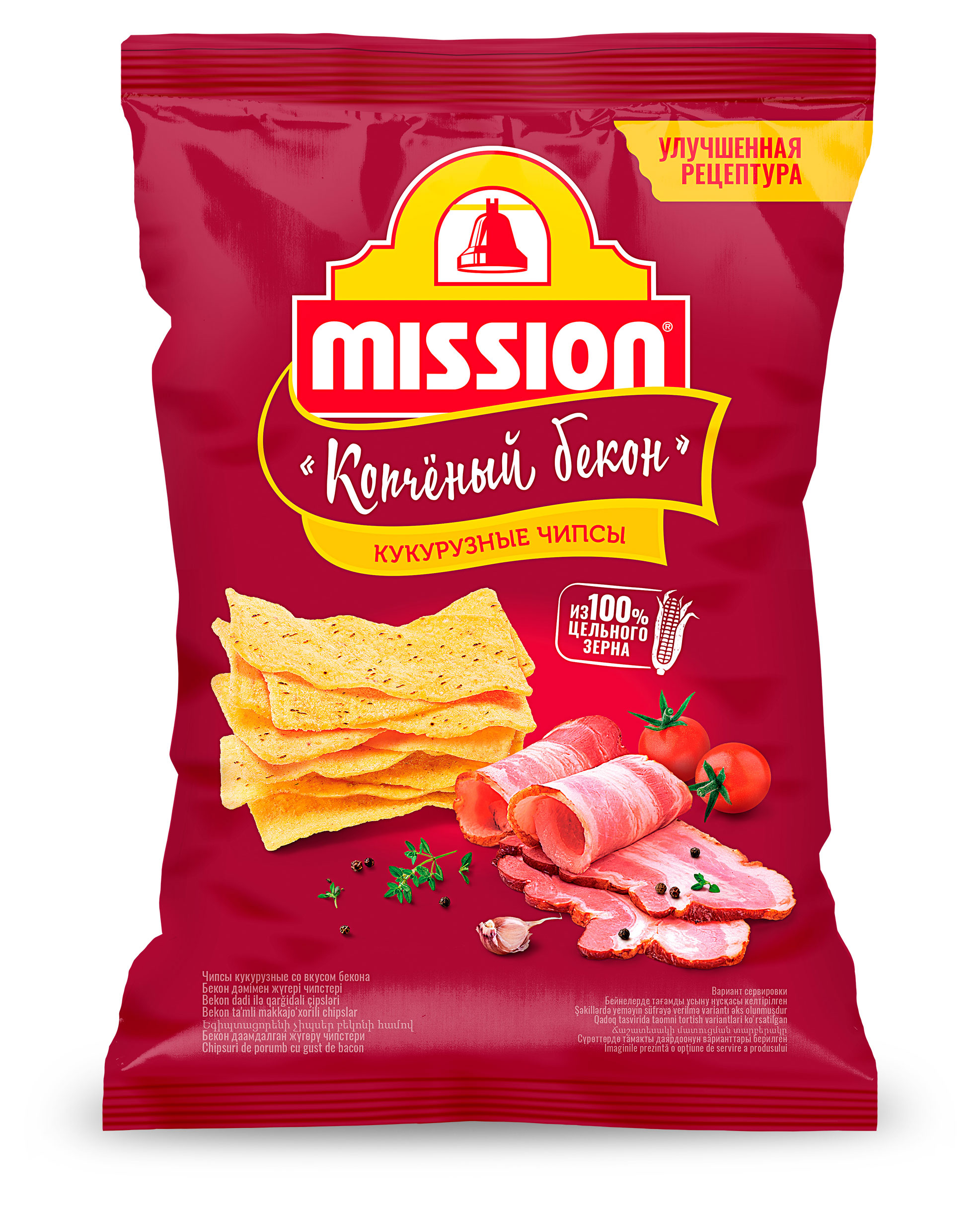 

Чипсы кукурузные Mission со вкусом бекона, 150 г