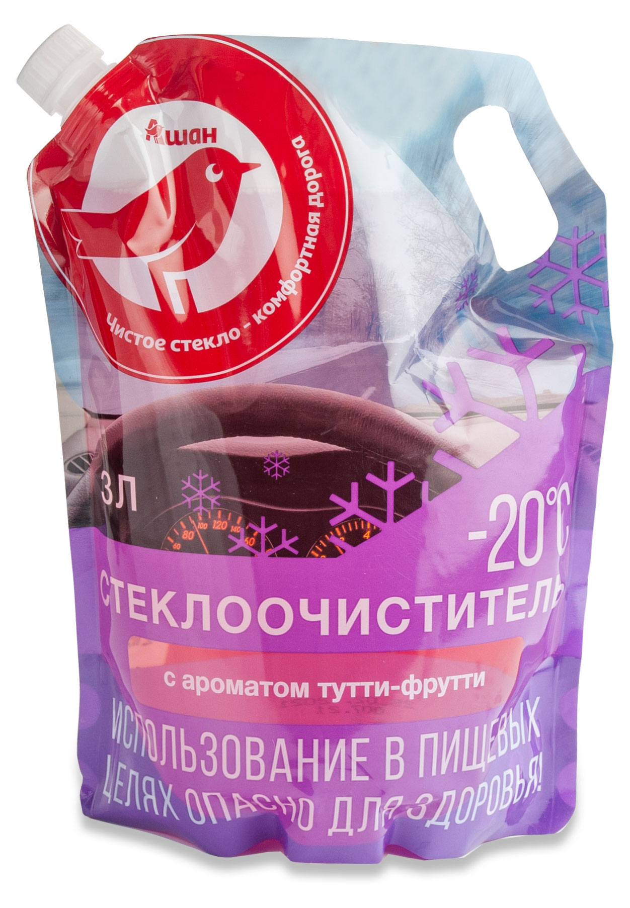 

Жидкость стеклоомывателя -20С АШАН Красная птица зимний, 3 л