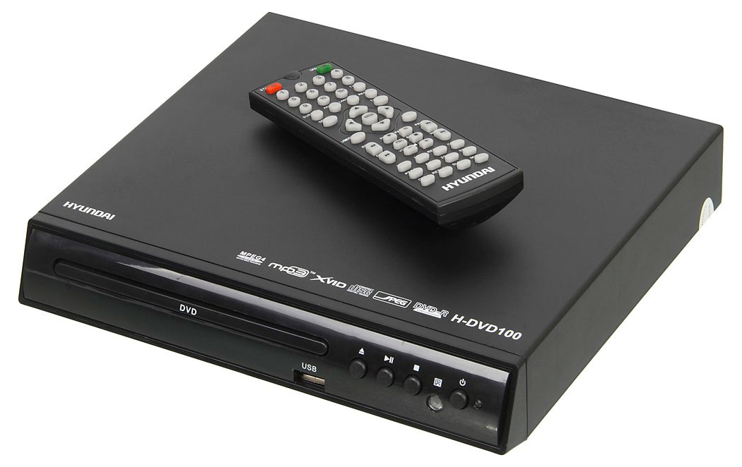Изображение товара DVD-плеер HYUNDAI H-DVD100 с пультом, композитные и компонентные разъемы, черный
