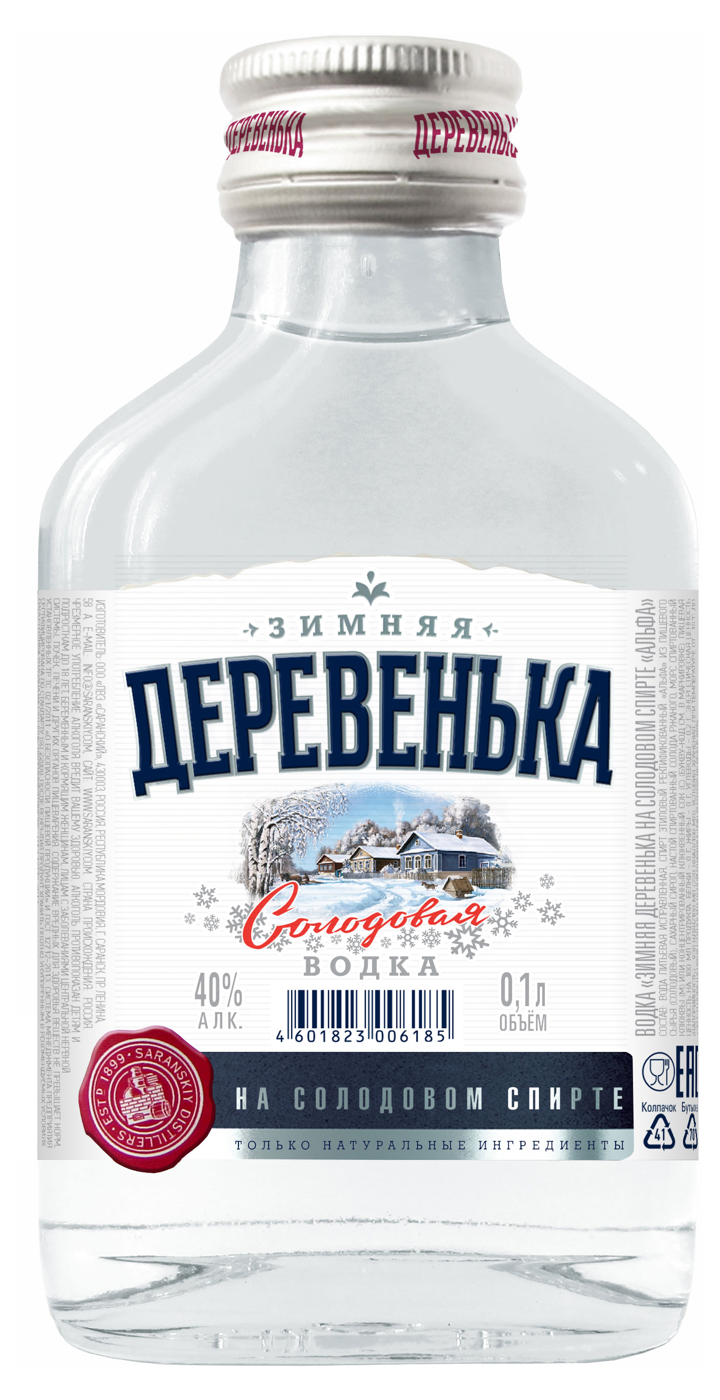 

Водка Зимняя деревенька Россия, 0,1 л