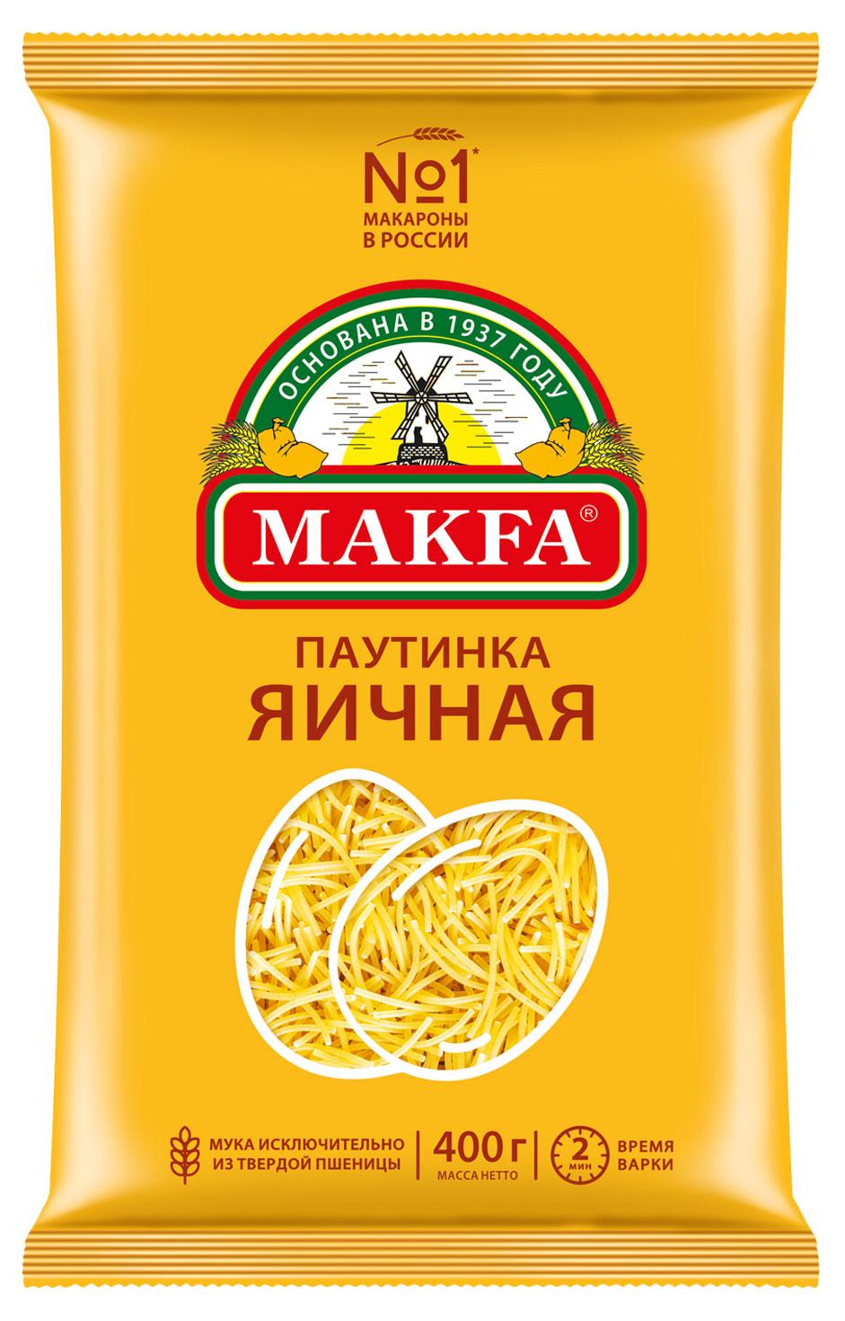 Изображение товара Макаронные изделия Makfa Вермишель паутинка Яичная, 400 г
