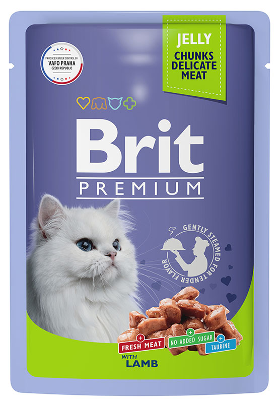 

Корм для кошек Brit Premium ягненок в желе, 85 г