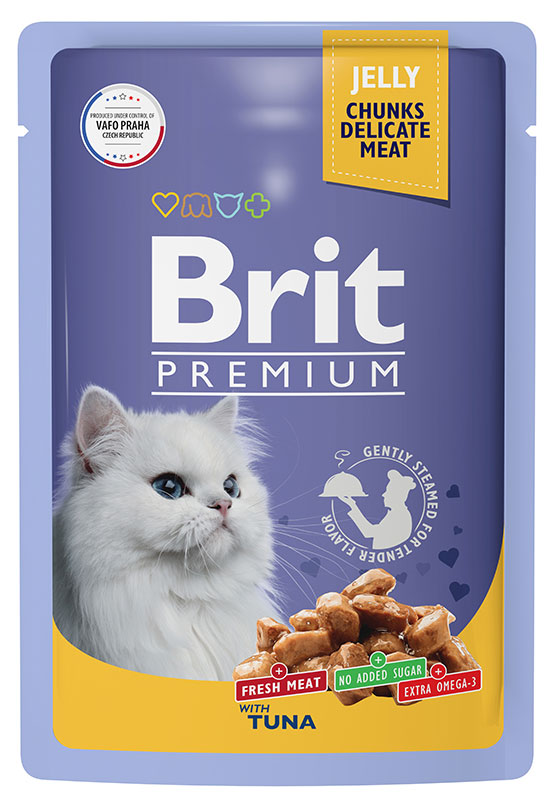 

Корм для кошек Brit Premium тунец в желе, 85 г