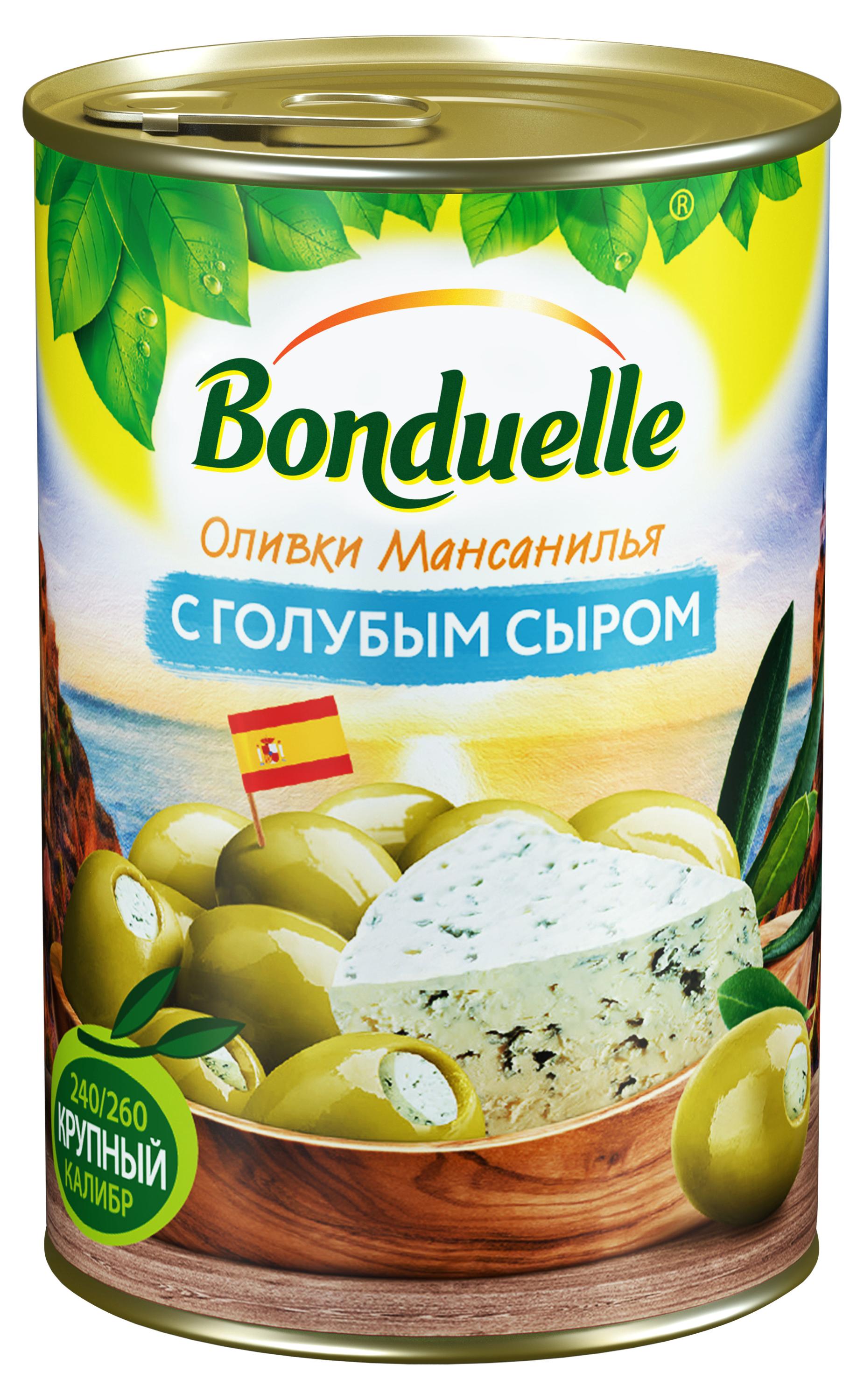 BONDUELLE | Оливки BONDUELLE Мансанилья с голубым сыром, 300 г