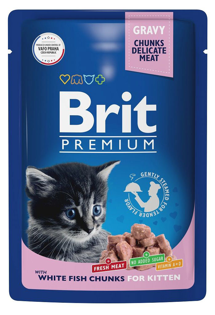 Изображение товара Корм для котят Brit Premium белая рыба в соусе, 85 г