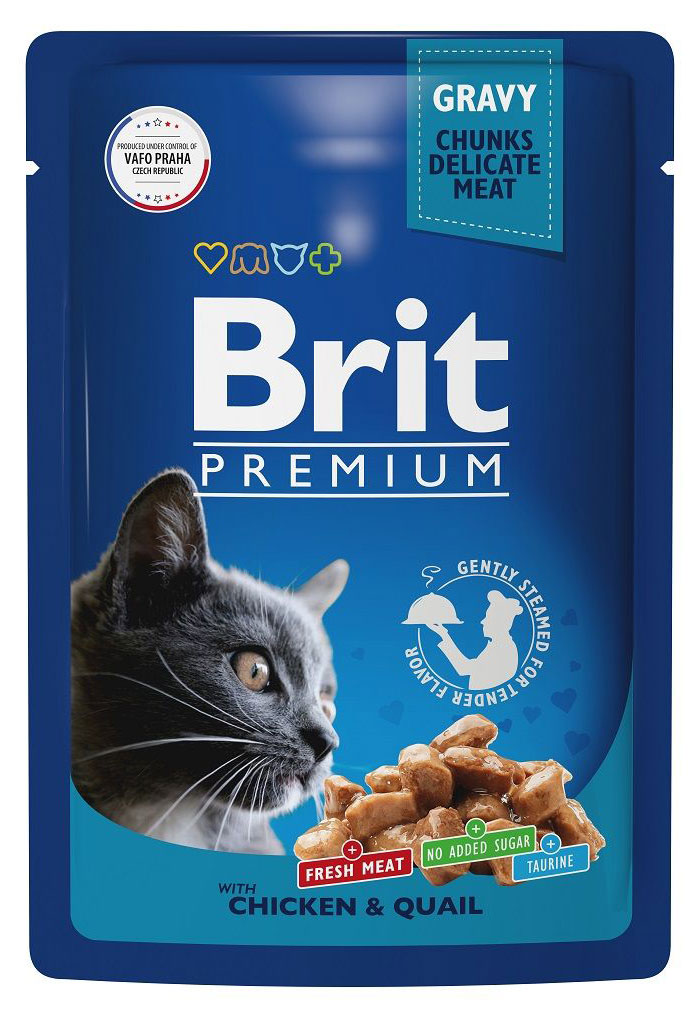 

Корм для кошек Brit Premium цыпленок и перепелка в соусе, 85 г