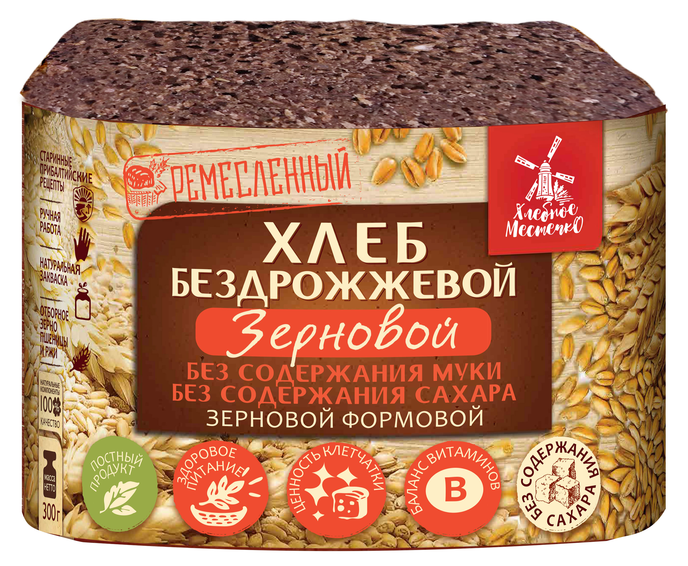 

Хлеб Хлебное местечко Зерновой бездрожжевой без муки, 300 г