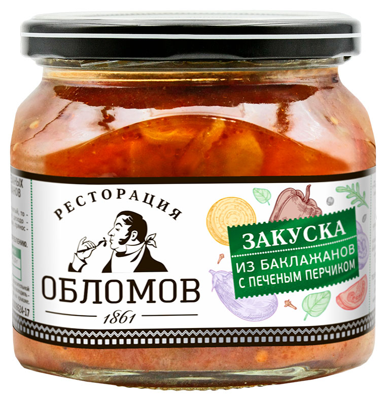 

Закуска из баклажанов Ресторация обломов с печеным перчиком, 420 г