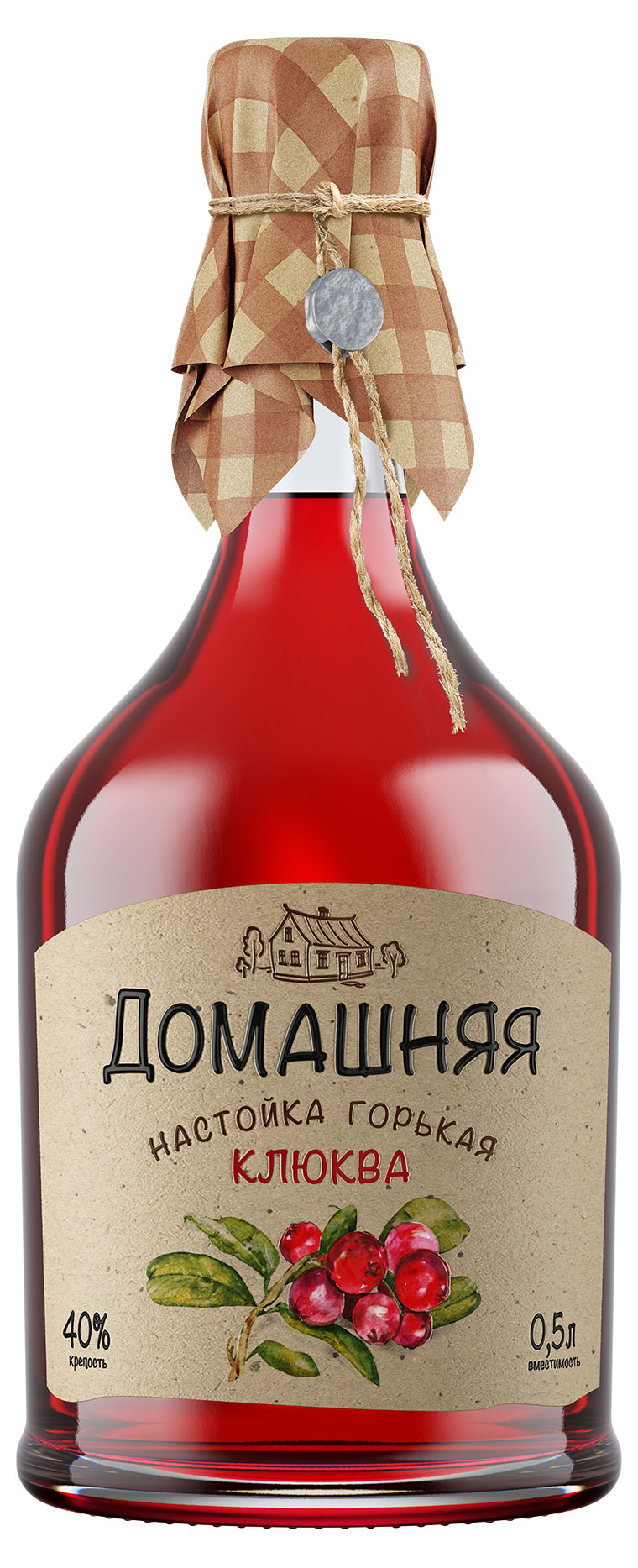 

Настойка Домашняя горькая Клюква Россия, 0,5 л