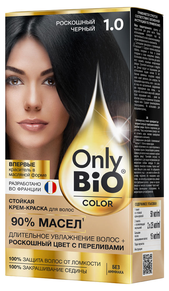 

Крем-краска для волос Фитокосметик Only Bio Color Тон 1.0 Роскошный черный, 115 мл