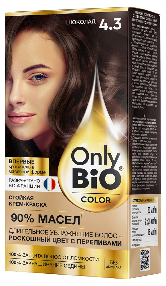 

Крем-краска для волос Фитокосметик Only Bio Color Тон 4.3 Шоколад, 115 мл