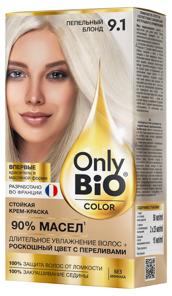 Изображение товара Крем-краска для волос Only Bio Color Тон 9.1 Пепельный блонд 115 мл