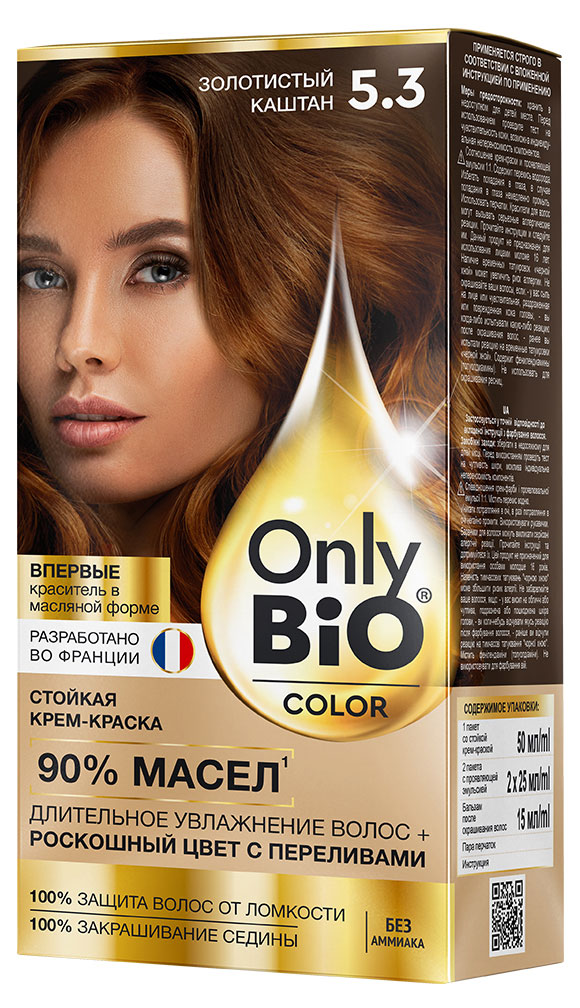 

Крем-краска для волос Фитокосметик Only Bio Color Тон 5.3 Золотистый каштан, 115 мл