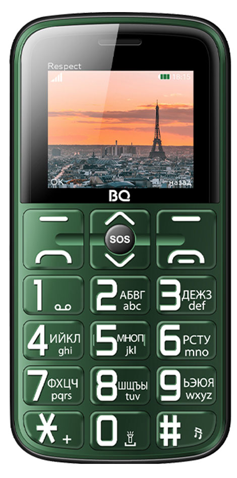 

Мобильный телефон BQ Respect 1851 зеленый 1,77"