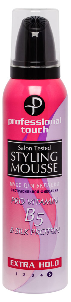

Мусс для укладки волос Professional touch Pro-Vitamin B5& Silk Protein экстрасильная фиксация, 150 мл