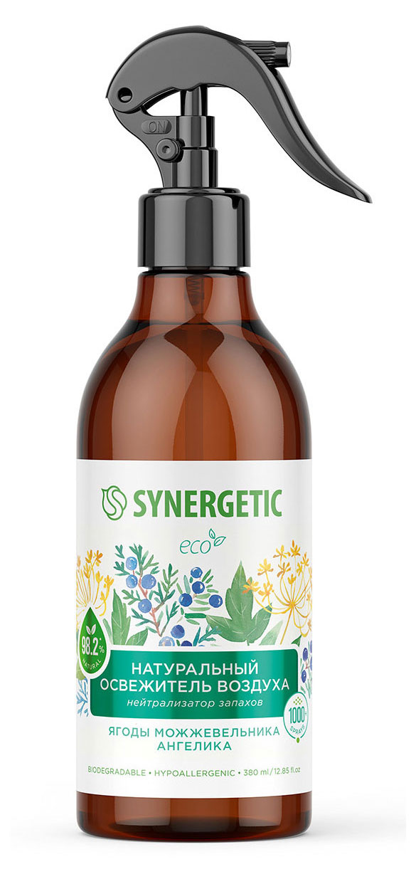 

Освежитель воздуха Synergetic Ароматический гипоаллергенный Ягоды можжевельника и ангелика, 380 мл