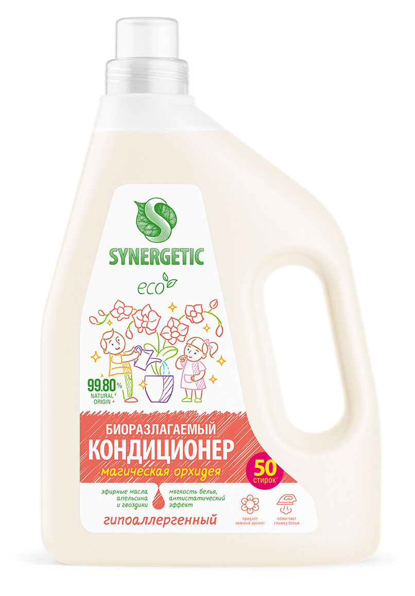 

Кондиционер-ополаскиватель для белья Synergetic Магическая орхидея, 1,5 л, 50 стирок