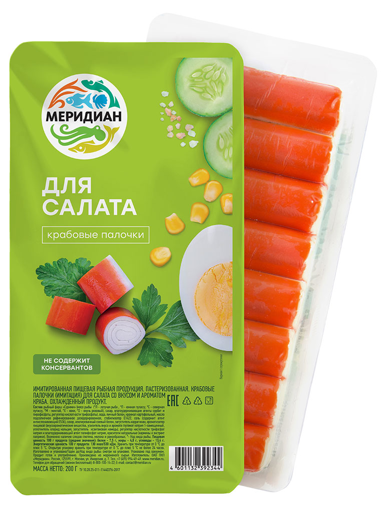 

Крабовые палочки Меридиан для салата, 200 г