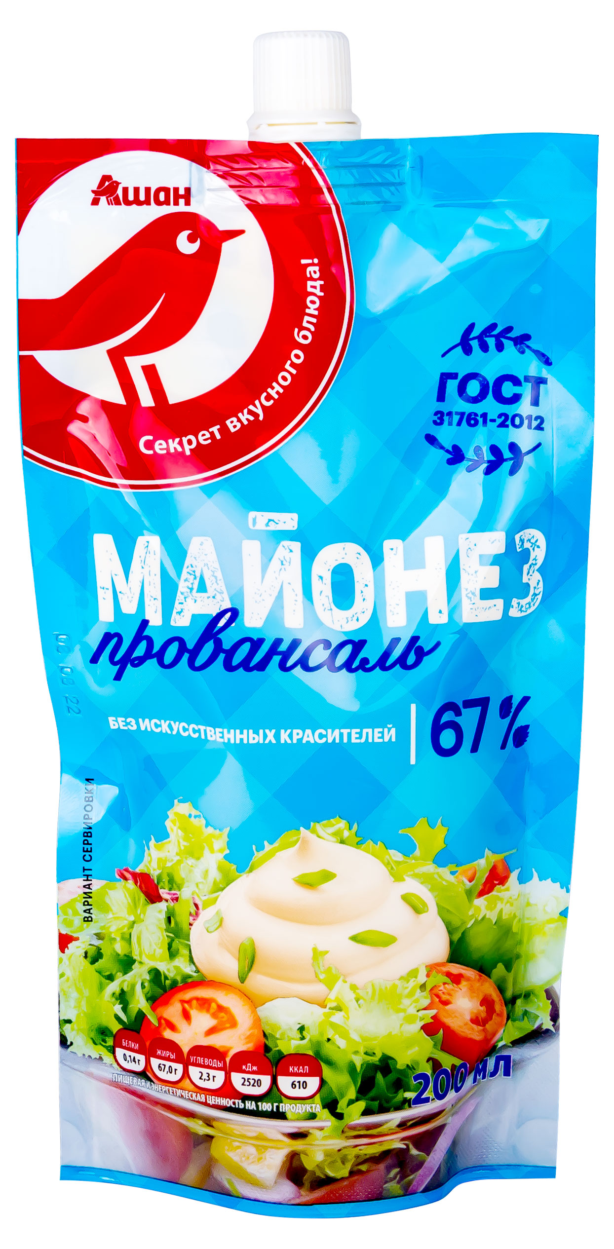 

Майонез АШАН Красная птица Провансаль 67%, 200 мл