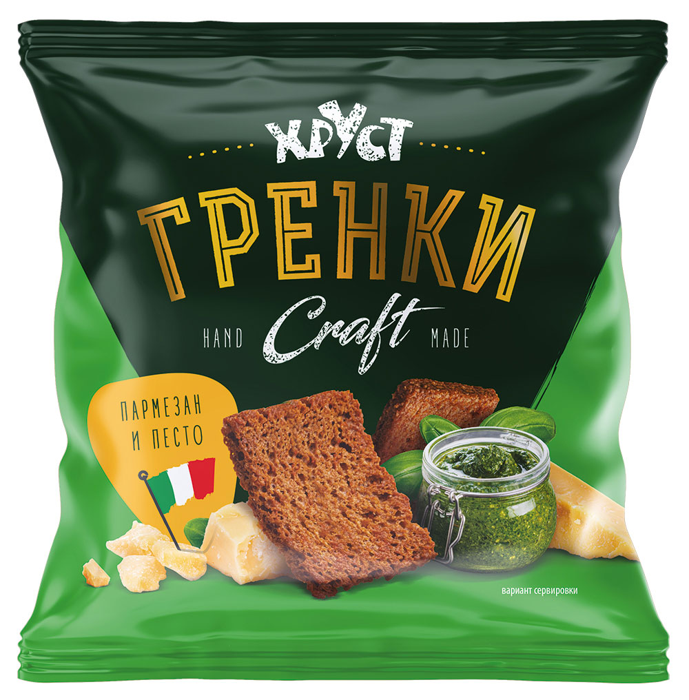 

Гренки ржано-пшеничные Хруст Craft Пармезан и песто, 75 г