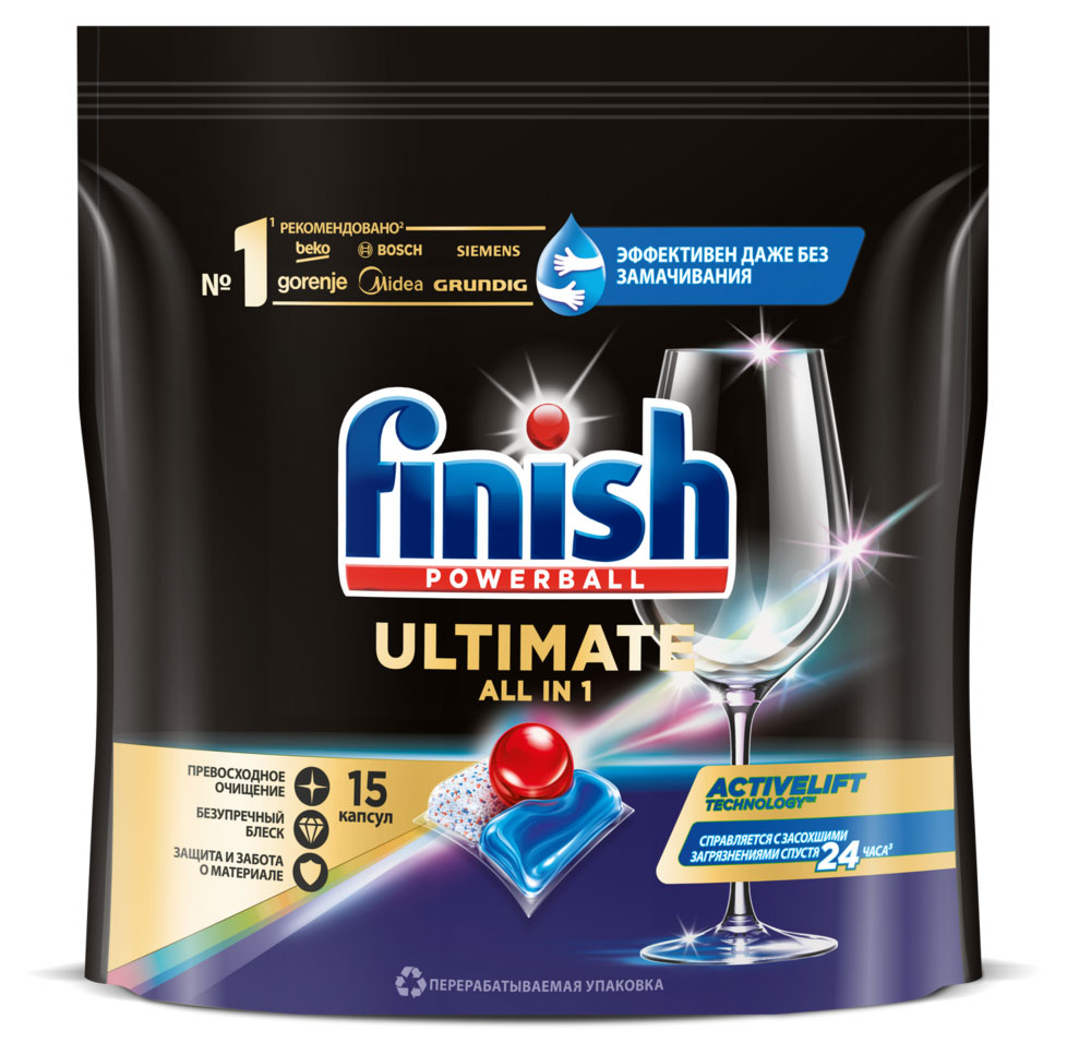 

Капсулы для посудомоечной машины Finish Ultimate, 15 шт