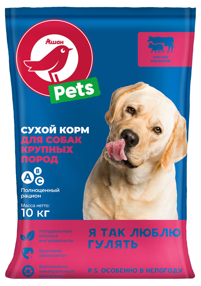 

Сухой корм для собак АШАН Красная птица мясное изобилие, 10 кг
