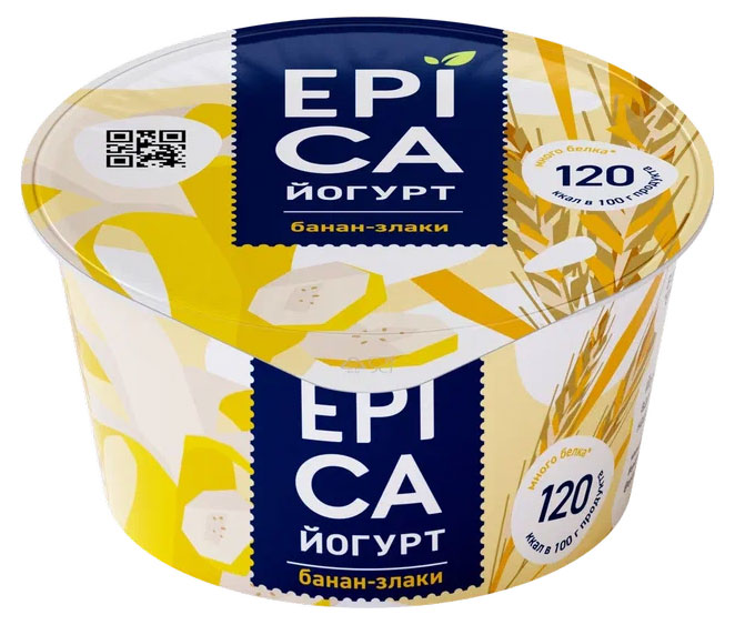 Изображение товара Йогурт EPICA с бананом и злаками 4,8% БЗМЖ, 130 г