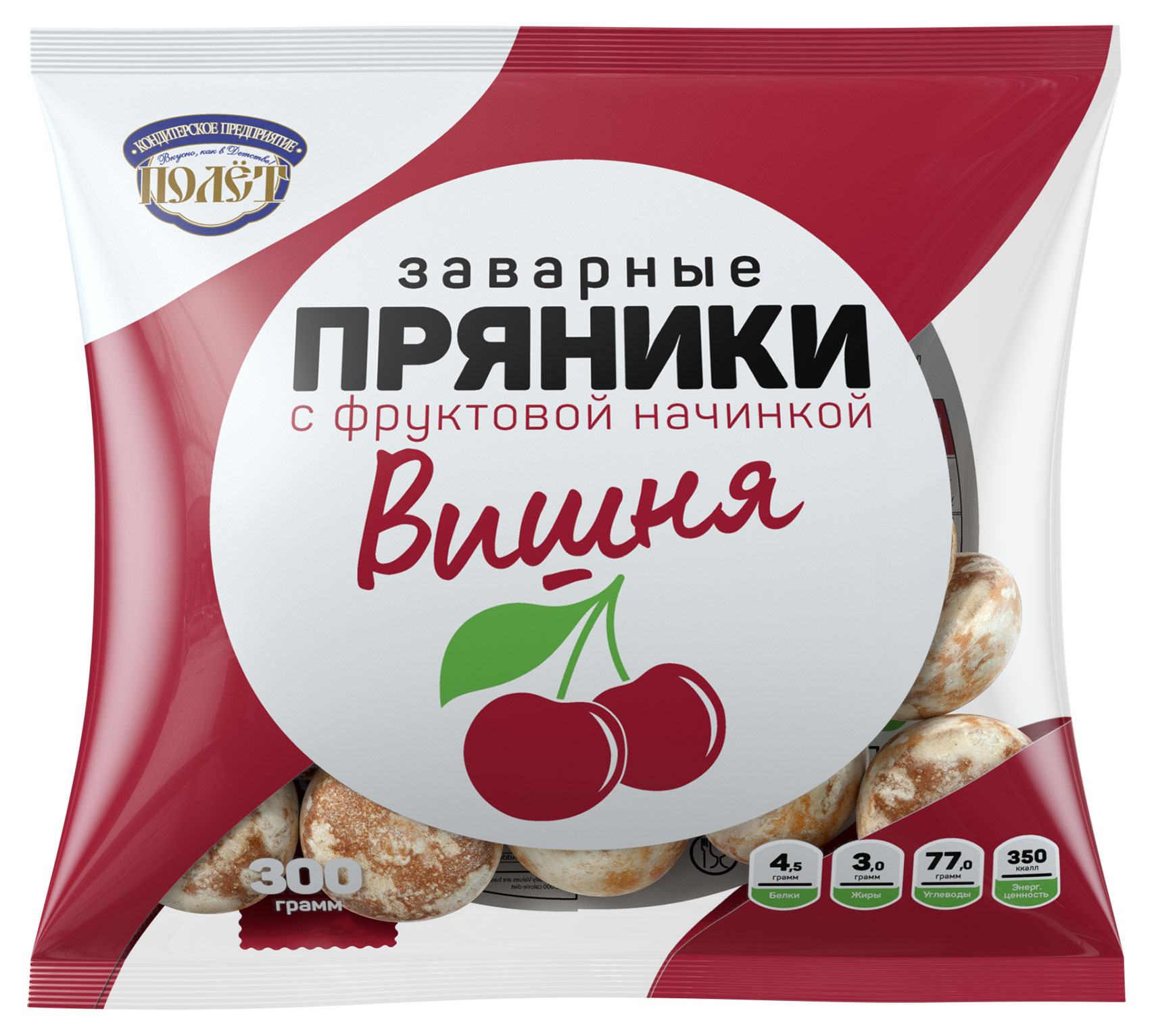 

Пряники Полет глазированные с вишней, 300 г