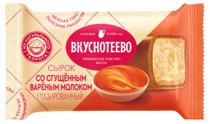 

Сырок творожный глазированный Вкуснотеево в карамельной глазури со сгущённым варёным молоком 16%, 40 г