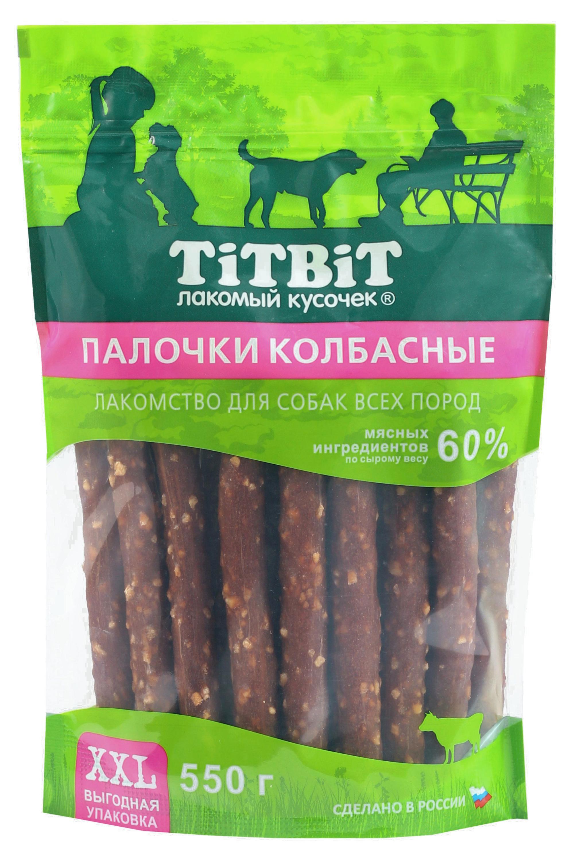 

Лакомство для собак TITBIT палочки колбасные, 550 г