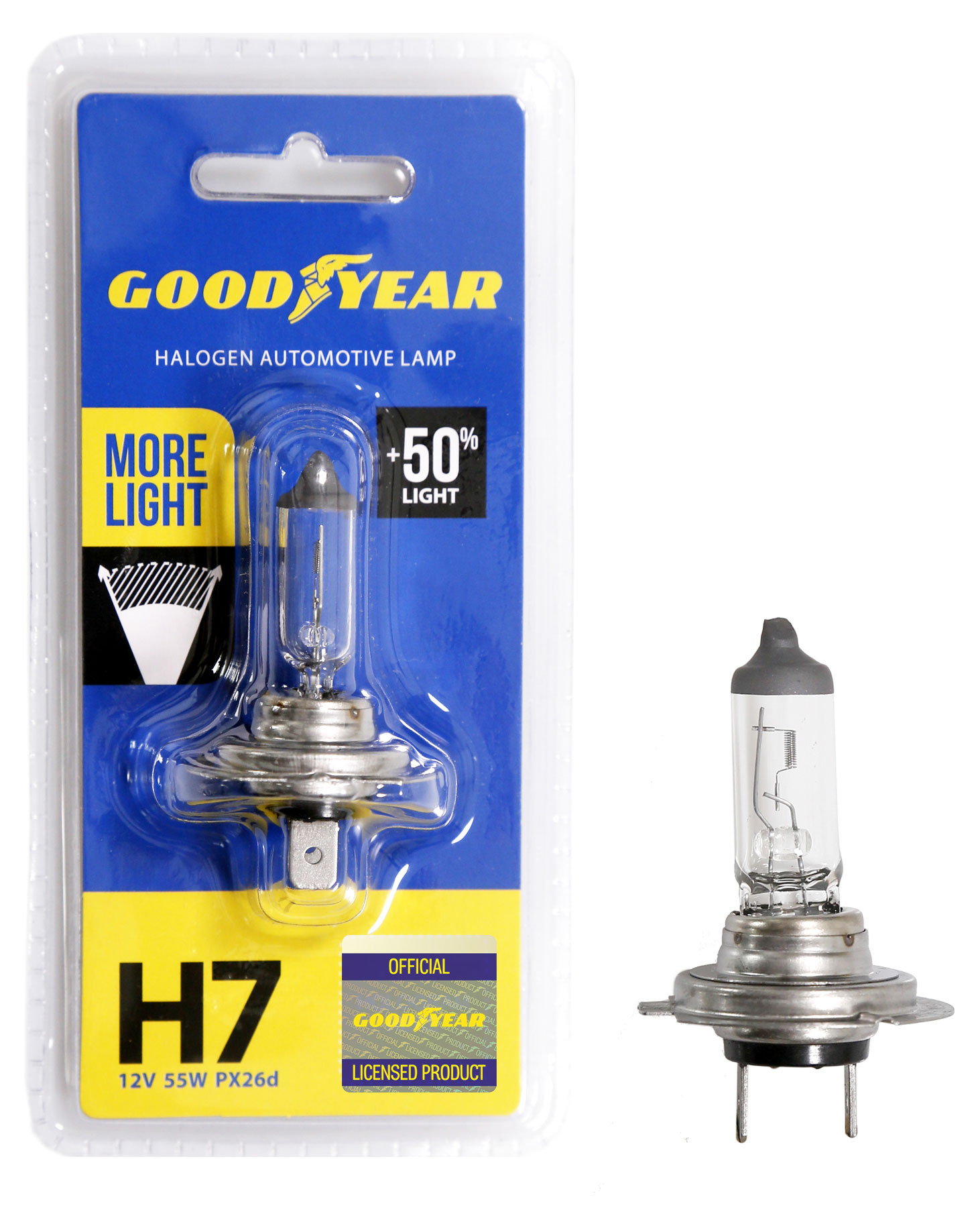 

Автолампа Goodyear Н7 12V 55W PX26d More Light