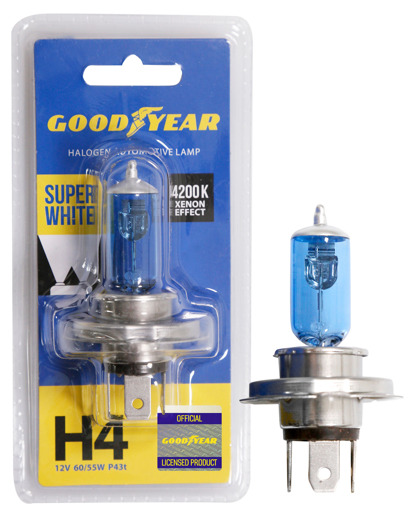 

Автолампа Goodyear Н4 12V 60/55W P43t Super White