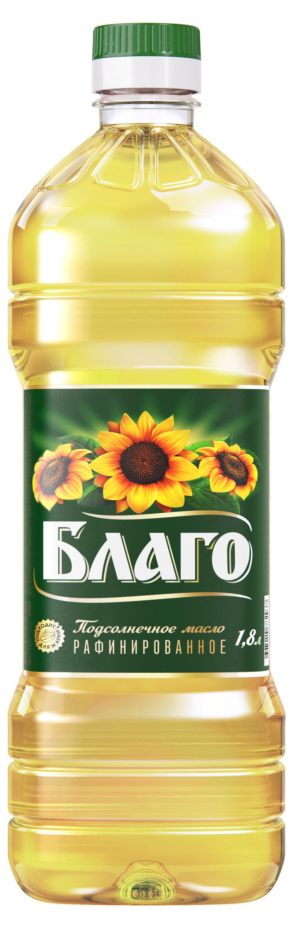 

Масло подсолнечное Благо рафинированное дезодорированное вымороженное, 1,8 л