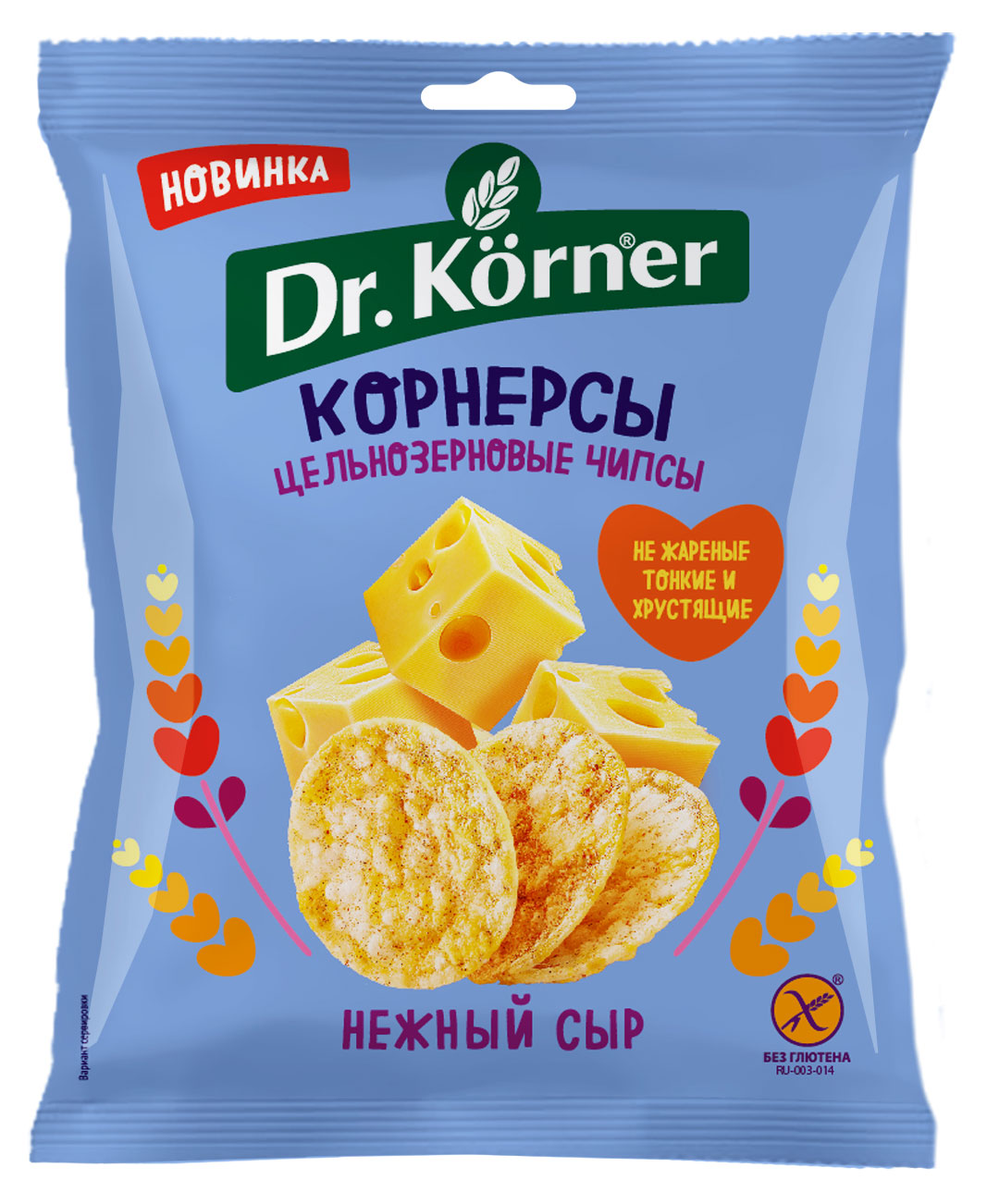 

Чипсы цельнозерновые Dr.Korner кукурузно-рисовые с сыром, 50 г