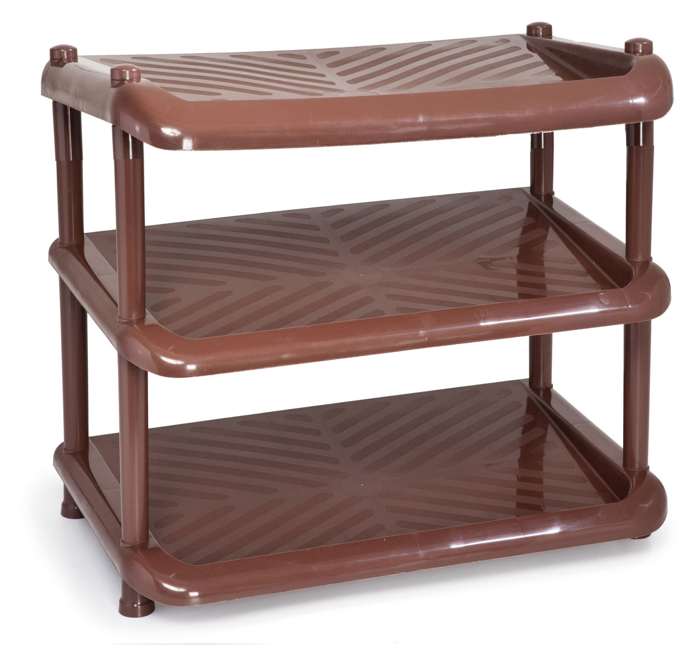 

Этажерка для обуви Полимербыт Комфорт 3 полки коричневая